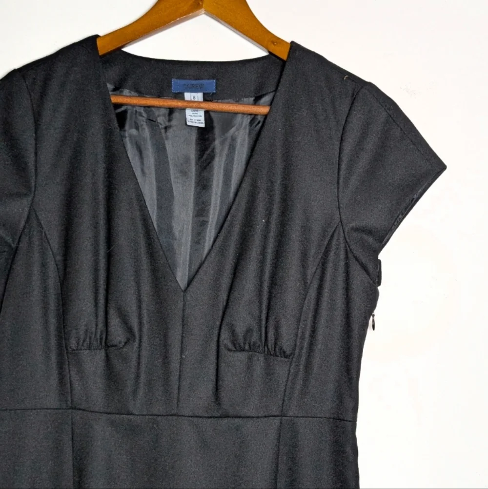 J. Crew Black V-neck Wool Blend‎ Professional Career Cap Sleeve Black 8